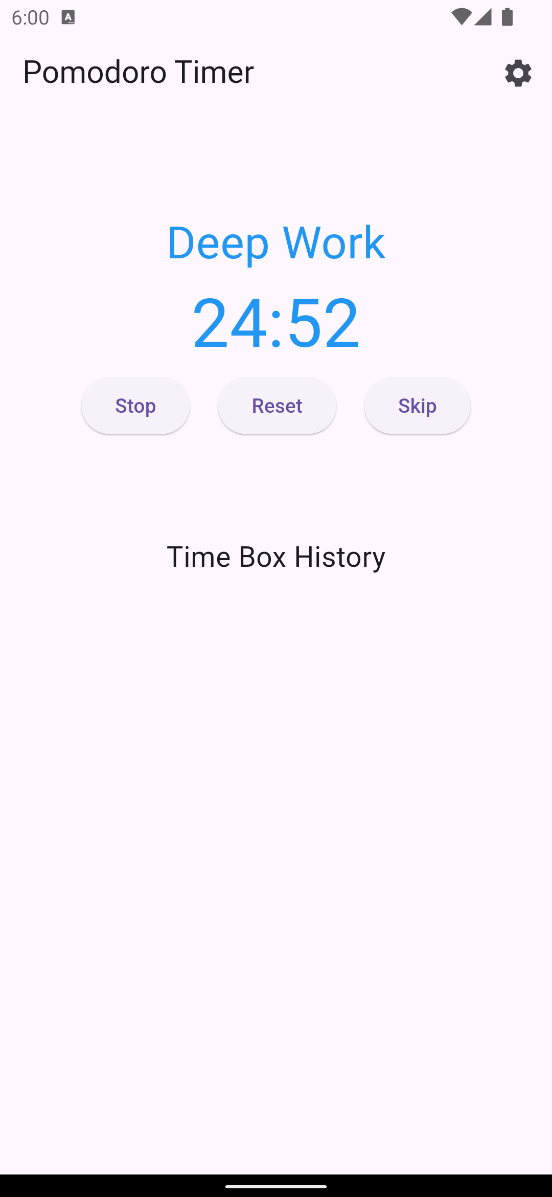 Main Timer Screen